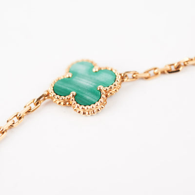 Vintage Alhambra bracelet, 5 motifs 18K yellow gold, Malachite - Van Cleef  & Arpels