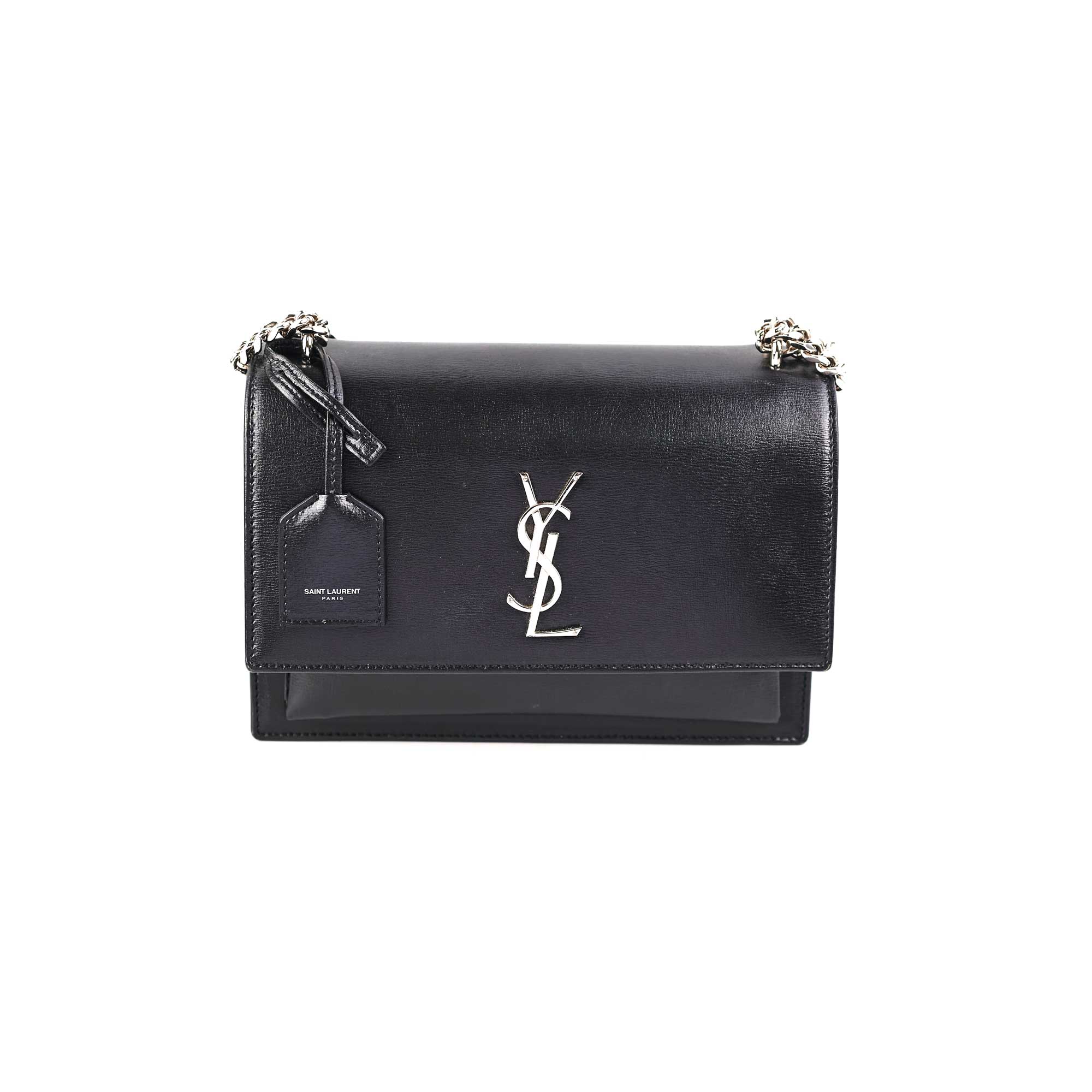 Saint Laurent Sunset Wallet on Chain Mini Black - THE PURSE AFFAIR