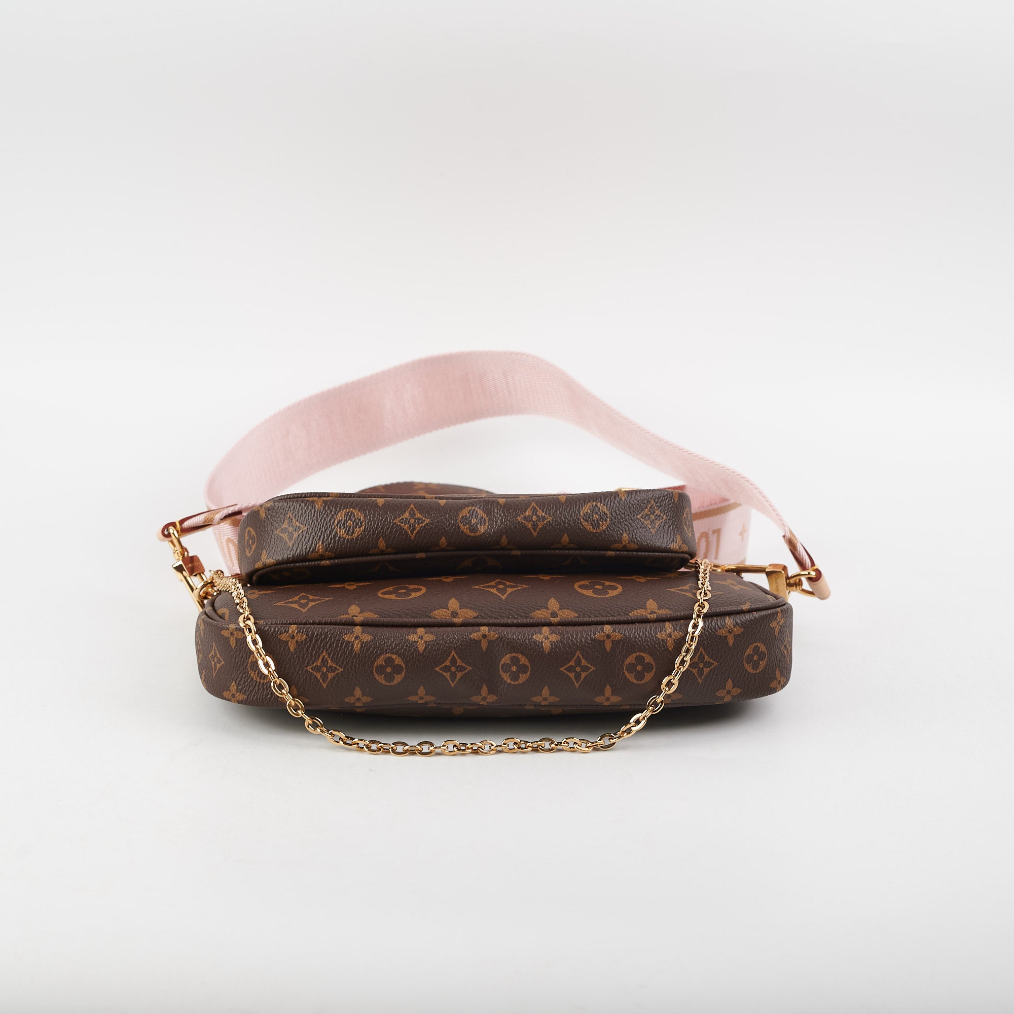 Louis Vuitton Multi Pochette Monogram Bag Pink Strap Dec21 - THE PURSE  AFFAIR