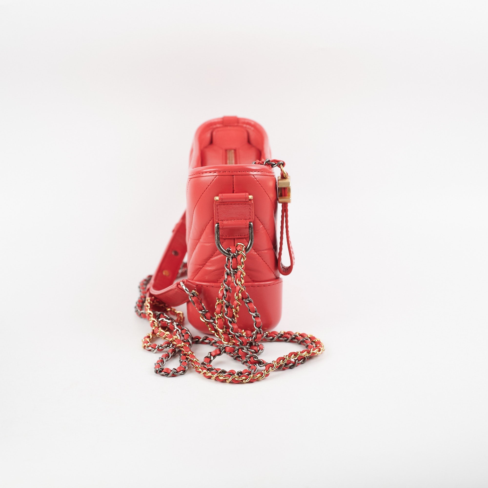 Aged Calfskin Quilted Small Gabrielle Hobo Red  Bag Religion