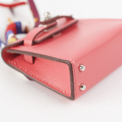 Hermes Mini Kelly Twilly Bag Charm In Lipstick Pink And Gold