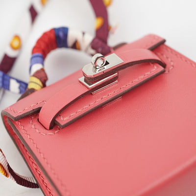 Hermes Mini Kelly Twilly Bag Charm In Lipstick Pink And Gold