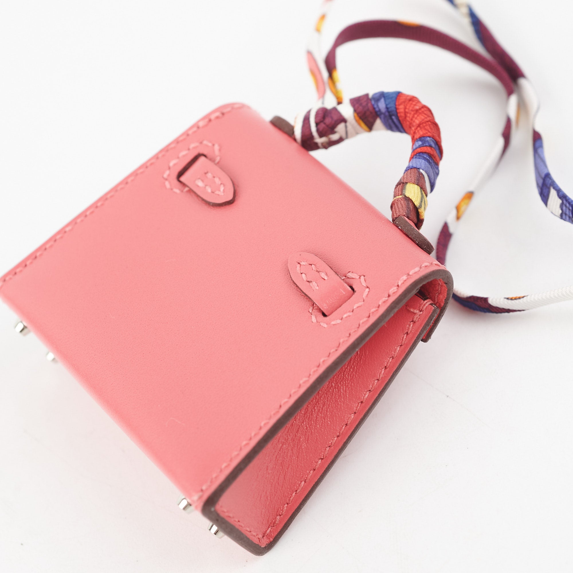 Hermes Mini Kelly Twilly Bag Charm In Lipstick Pink And Gold