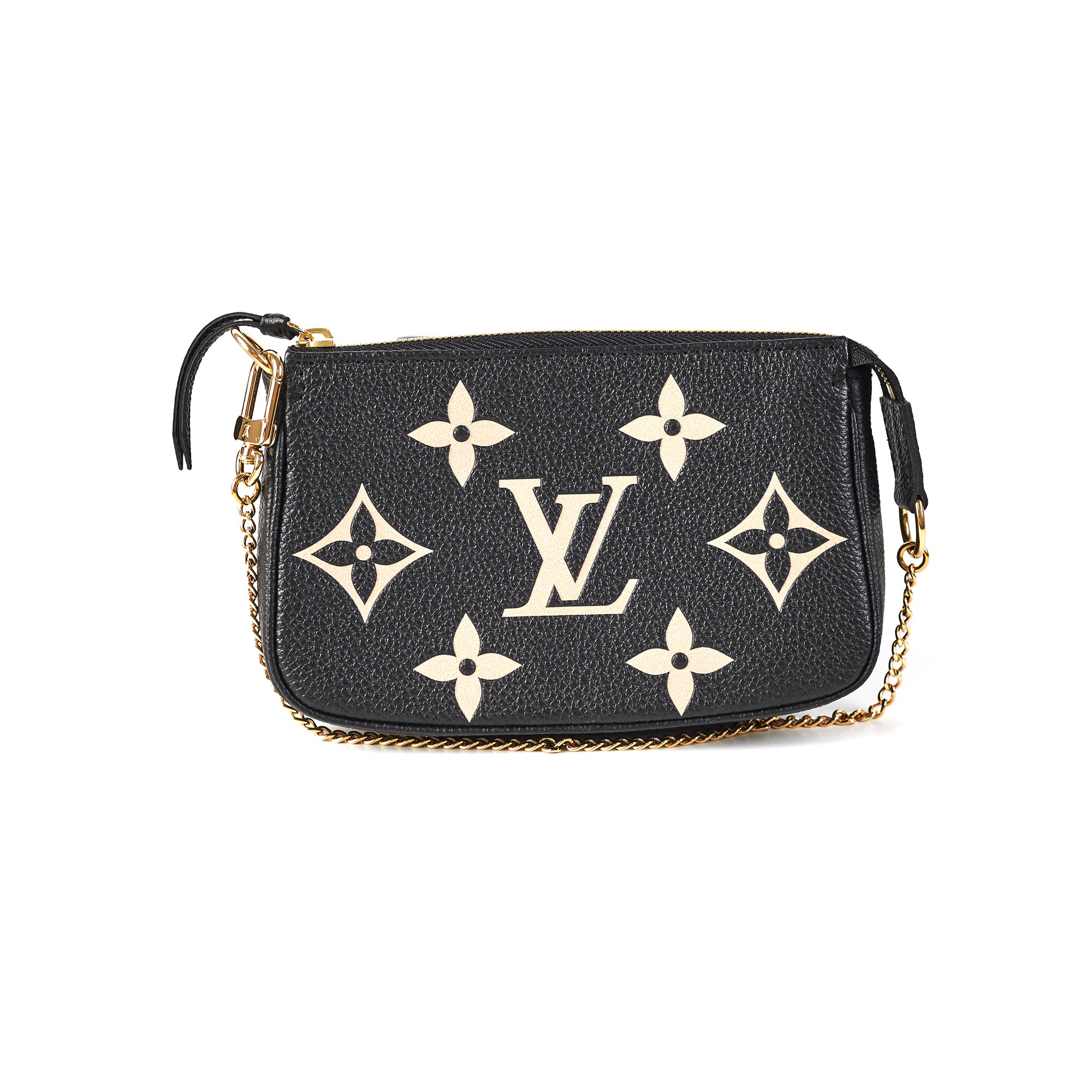 🔥NEW LOUIS VUITTON Mini Pochette Chain Monogram Empreinte Leather  Black❤️GIFT!