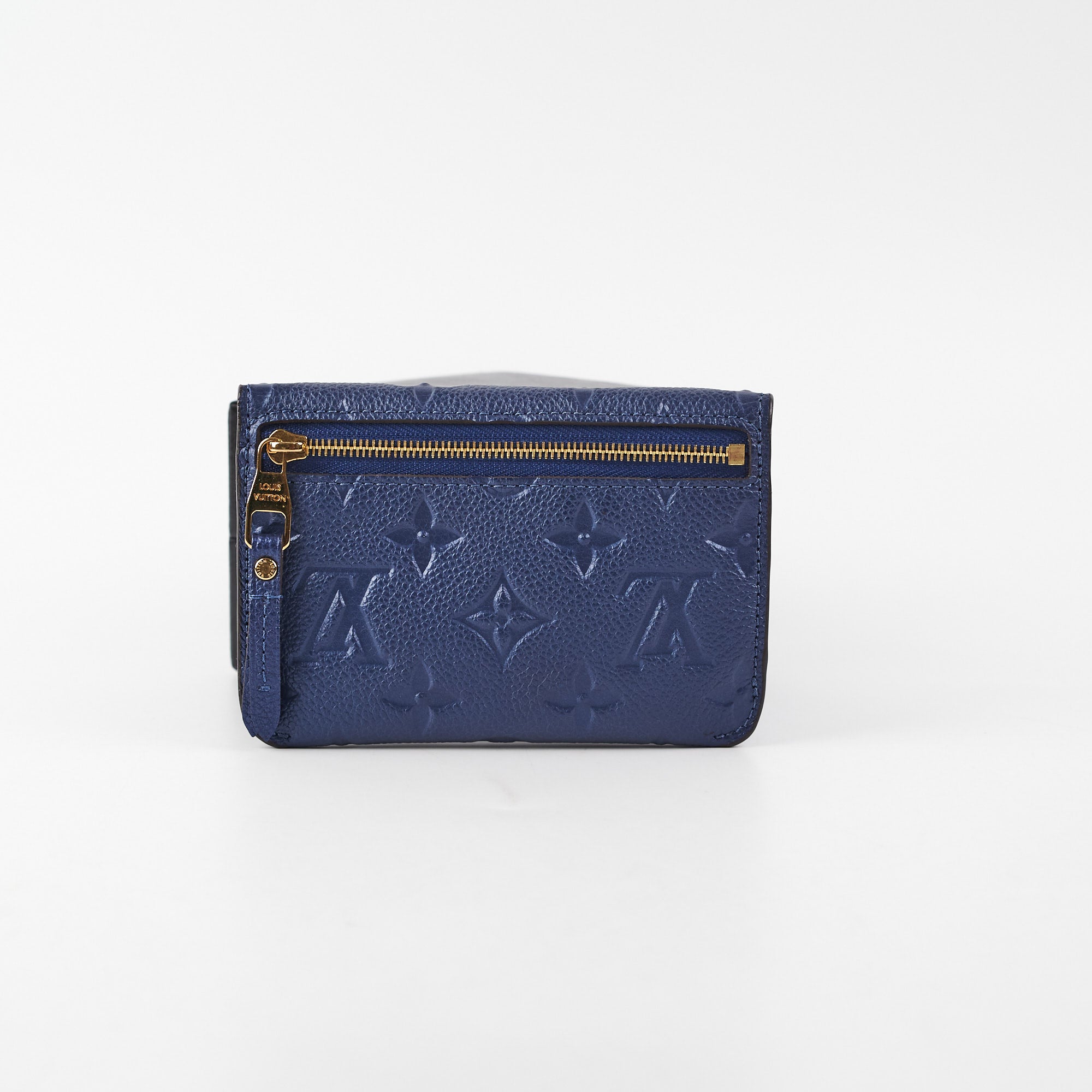 LOUIS VUITTON Key Pouch Empreinte Leather Wallet Blue