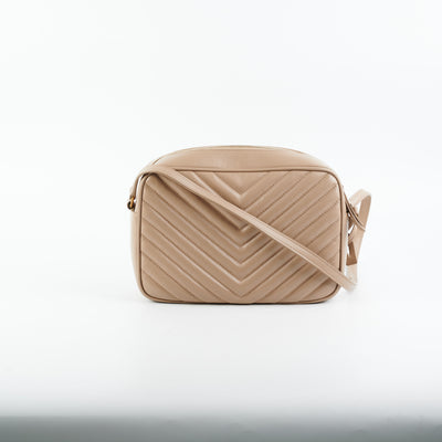 YSL Saint Laurent Lou Quilted Calfskin Leather Beige Camera Bag