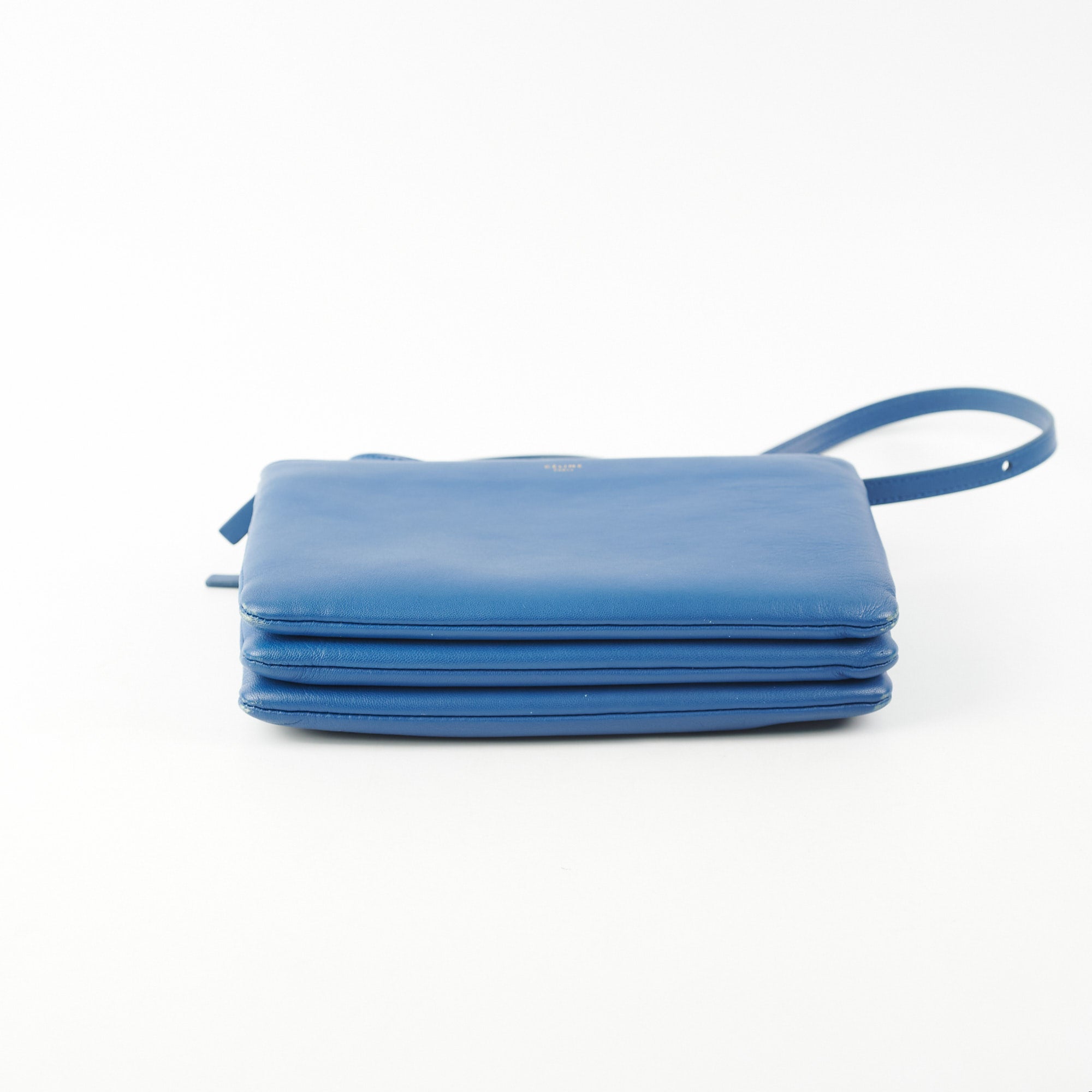Celine Trio Crossbody Bag Leather Large Blue 1883452