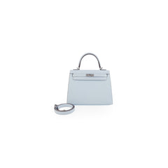 Hermes Birkin 25 Epsom Blue Brume SHW Stamp U With An Extra Hermes Twi