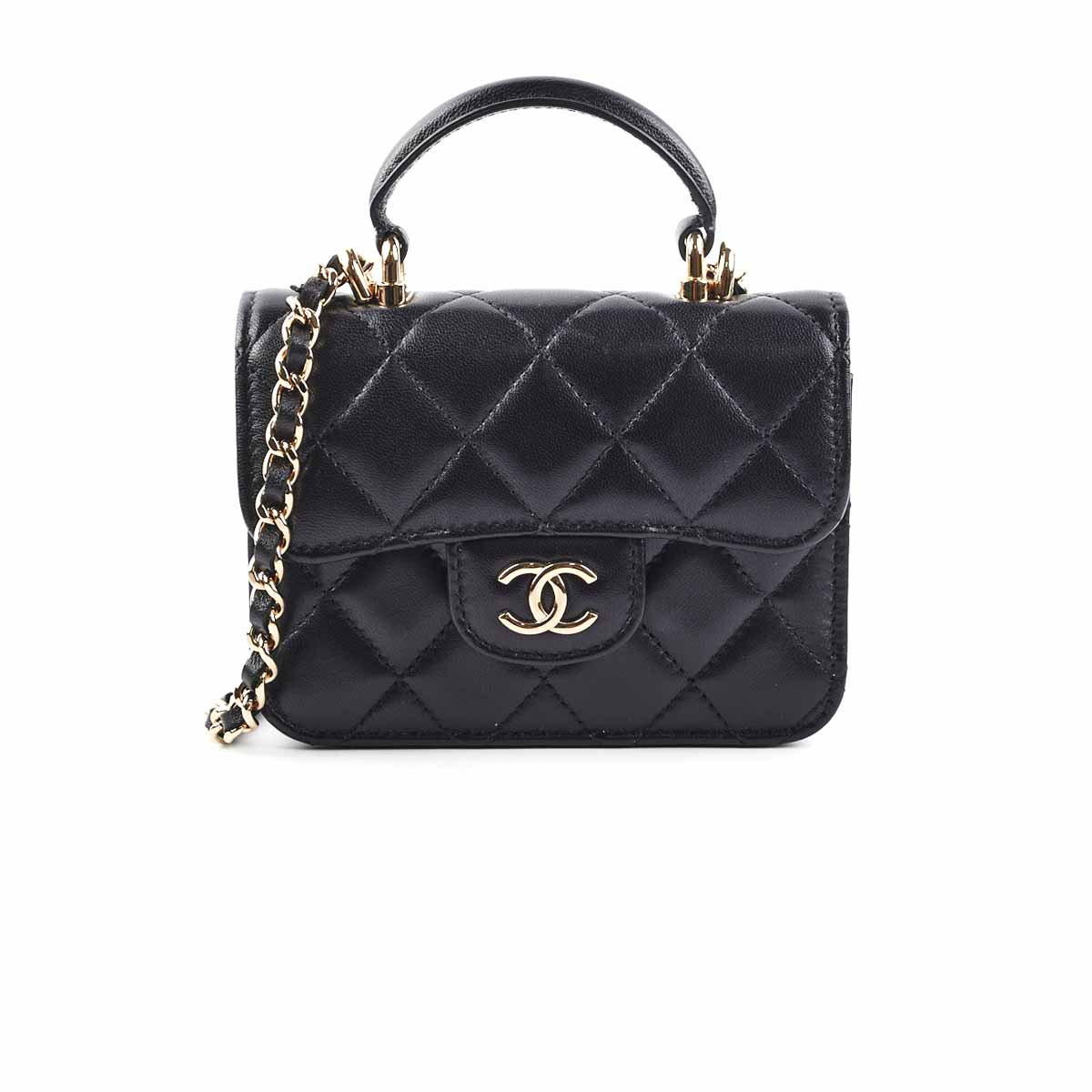 Chanel Gabrielle Small Tweed Black Grey - NOBLEMARS