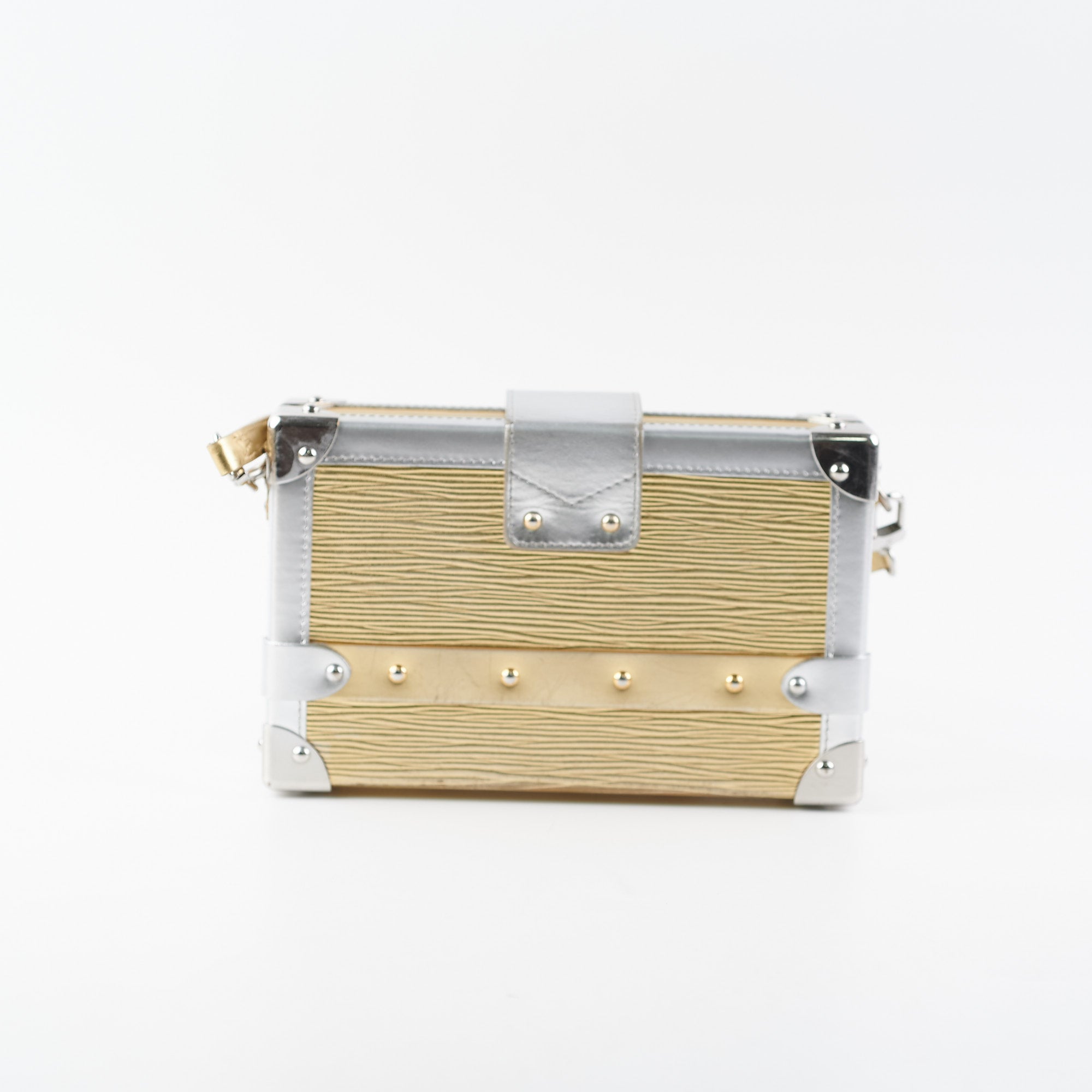 LOUIS VUITTON Petite Malle Handbag Python silver hardware 510011