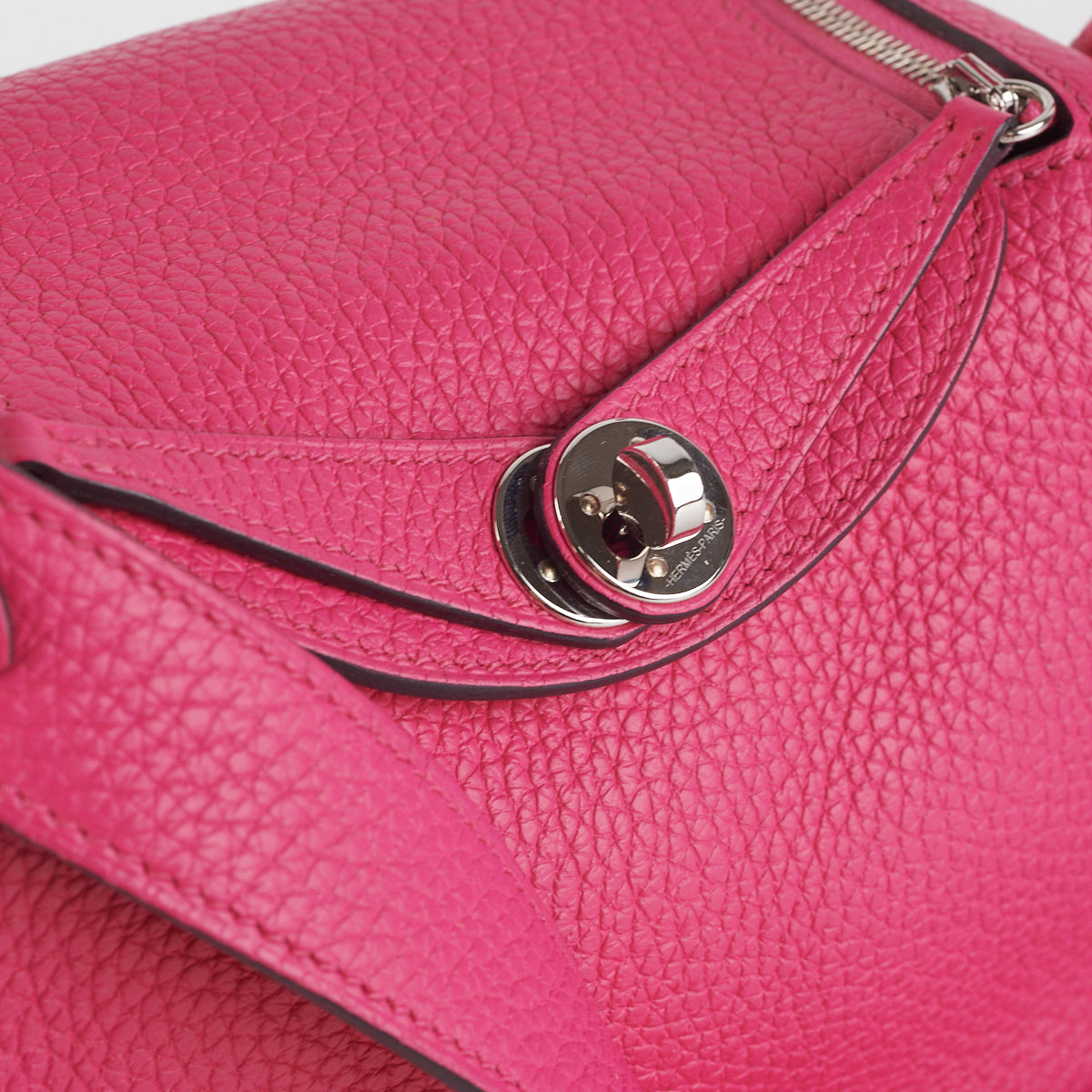 HERMES Mini Lindy Handbags 5R Rose Shocking( Authentic) Clemence Leather,NEW