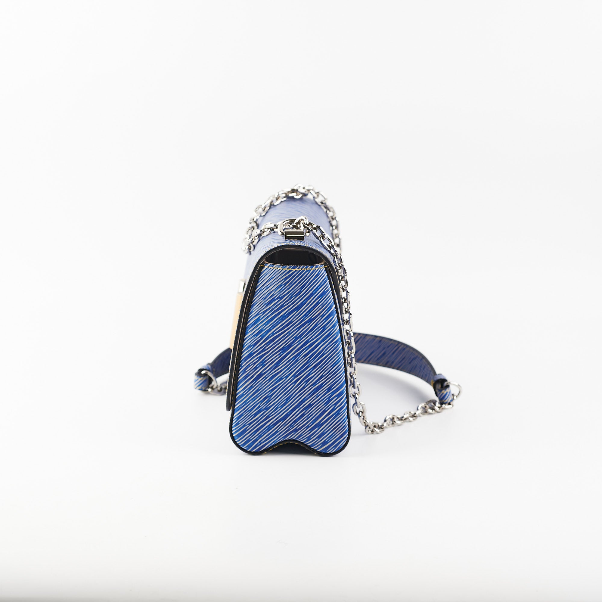 Louis Vuitton Twist Handbag Studded Epi Leather MM Blue 176183169