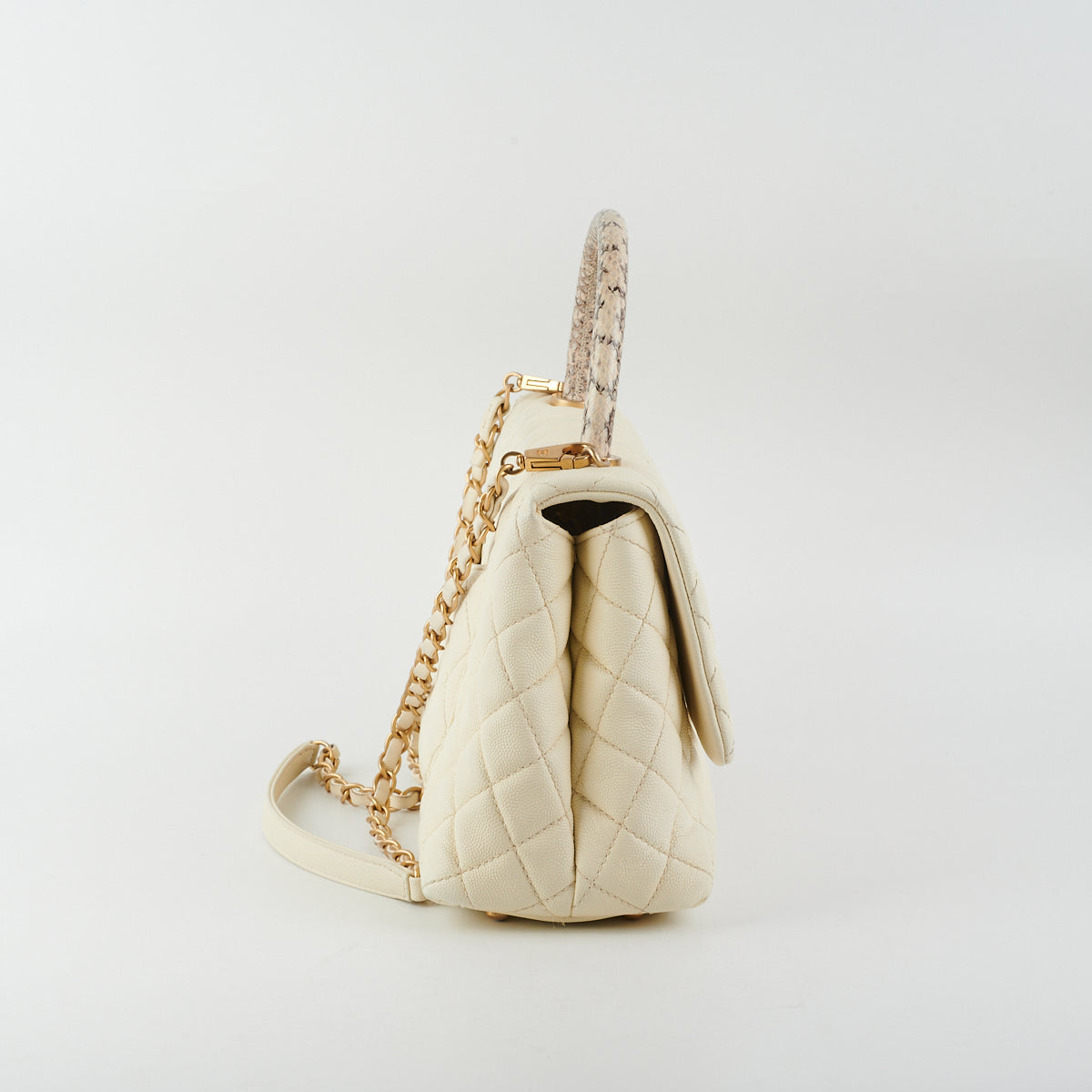 Chanel Coco Handle Bag With Elaphe Handle