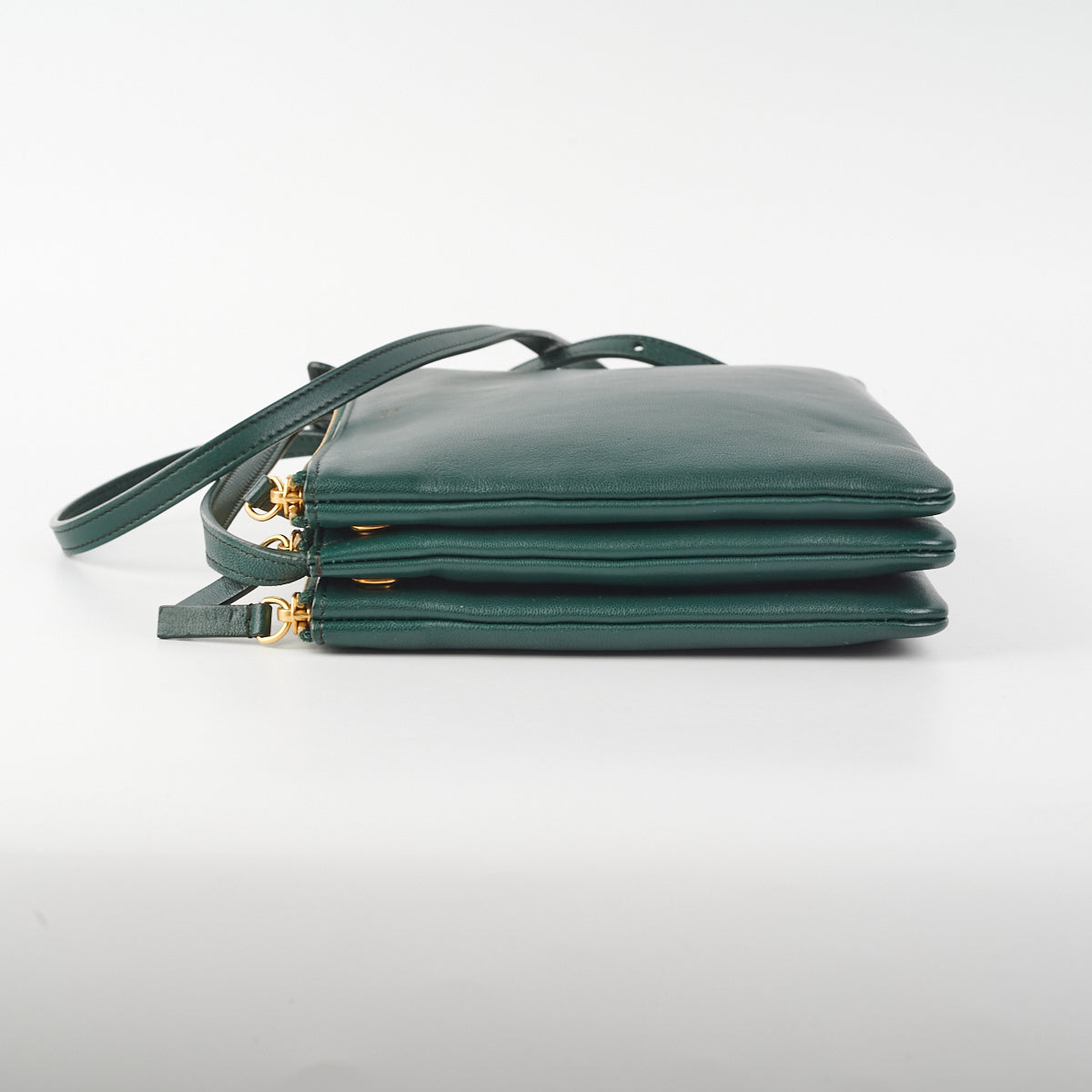 Celine Trio Small Crossbody Forest Green - THE PURSE AFFAIR