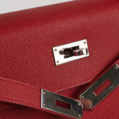 Hermes Kelly Pochette Epsom Q5 Rouge Casaque SHW Stamp X