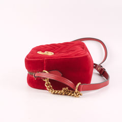 Gucci Velvet Small Marmont Camera Bag Red