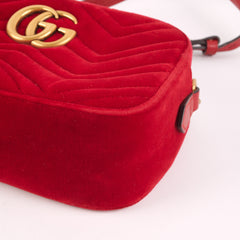 Gucci Velvet Small Marmont Camera Bag Red