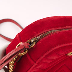 Gucci Velvet Small Marmont Camera Bag Red