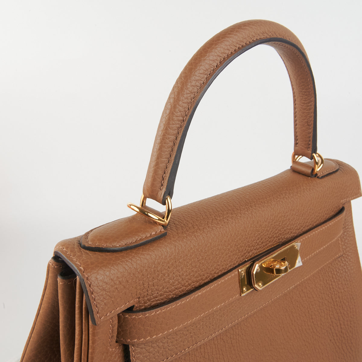 Hermes Kelly Retourne 28 Gold Brown GHW Togo Handbag Bag