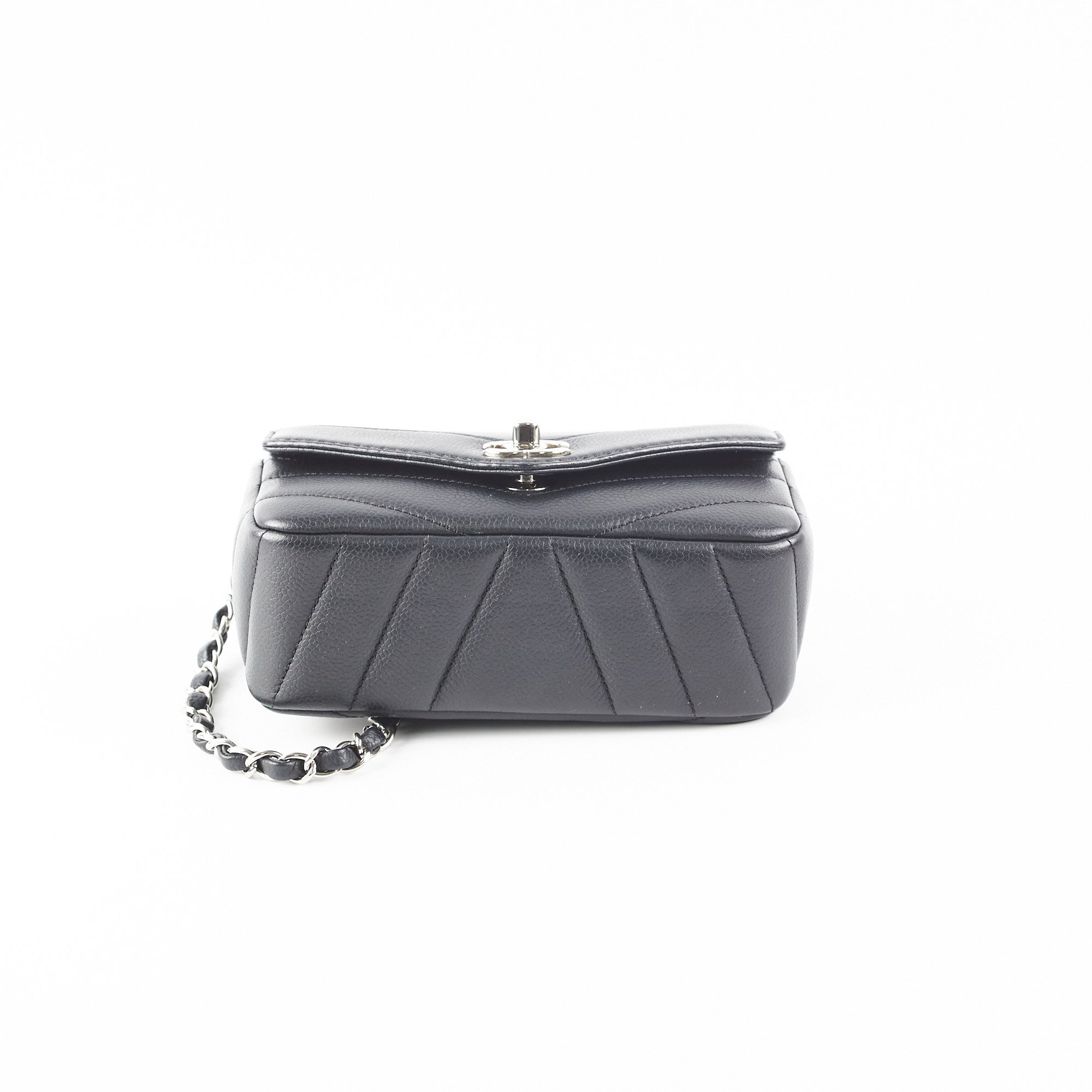 Chanel Bicolor 2way Shoulder Bag V Stitch Women's Black x Beige  L16cmxW23cmxD8cm