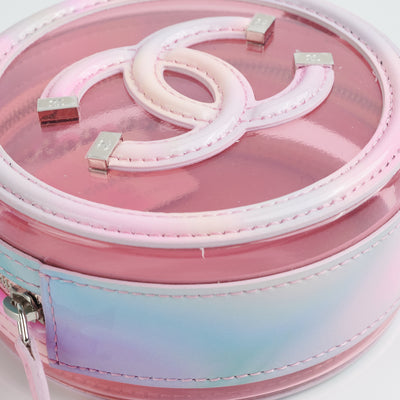 CHANEL PVC Lambskin Filigree Round Clutch With Chain Pink 911545