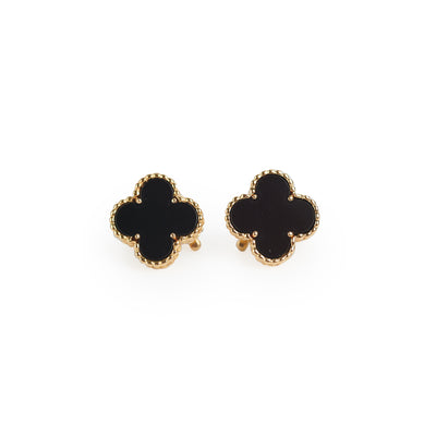 Van Cleef & Arpels Vintage Onyx Gold Earrings - THE PURSE AFFAIR