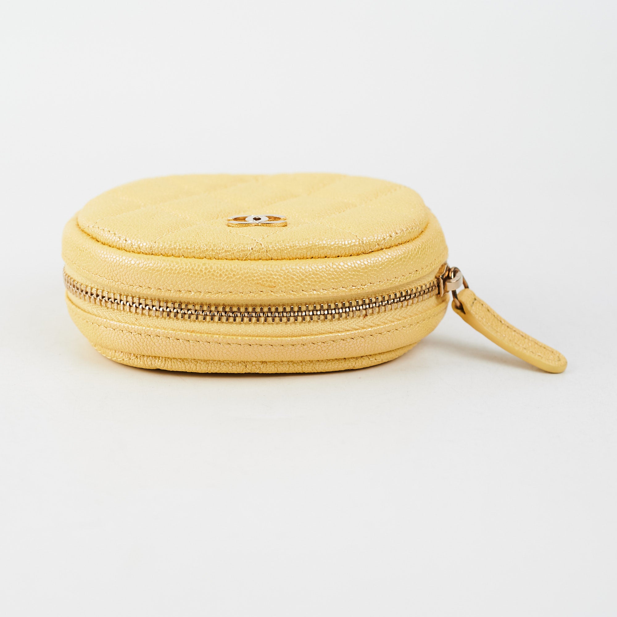 Chanel Classic Round Coin Purse Yellow Iridescent Caviar - THE