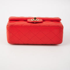 Chanel Quilted Mini Rectangular Red (orange undertone)