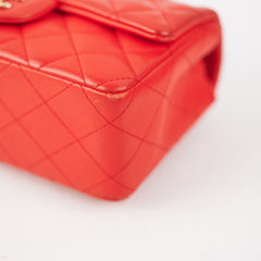 Chanel Quilted Mini Rectangular Red (orange undertone)