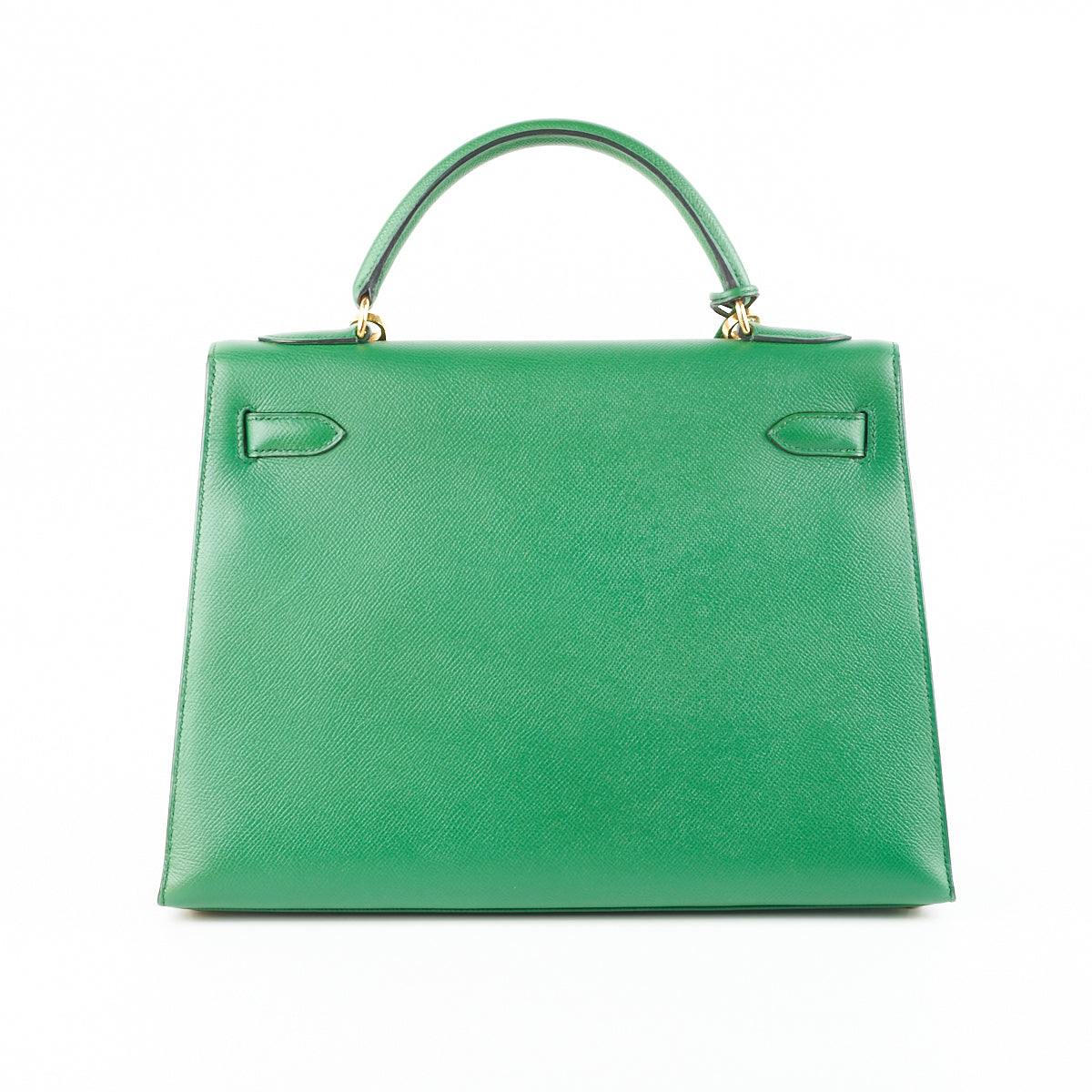 Hermes Kelly 32 Epsom Lime/Gris Perle SHW Stamp Square Q