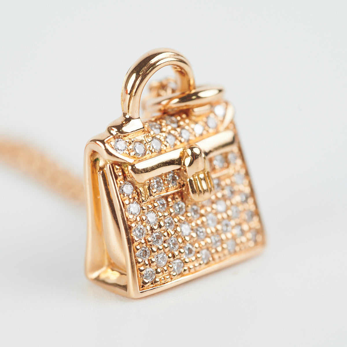 Hermès Amulette Birkin diamonds and gold necklace