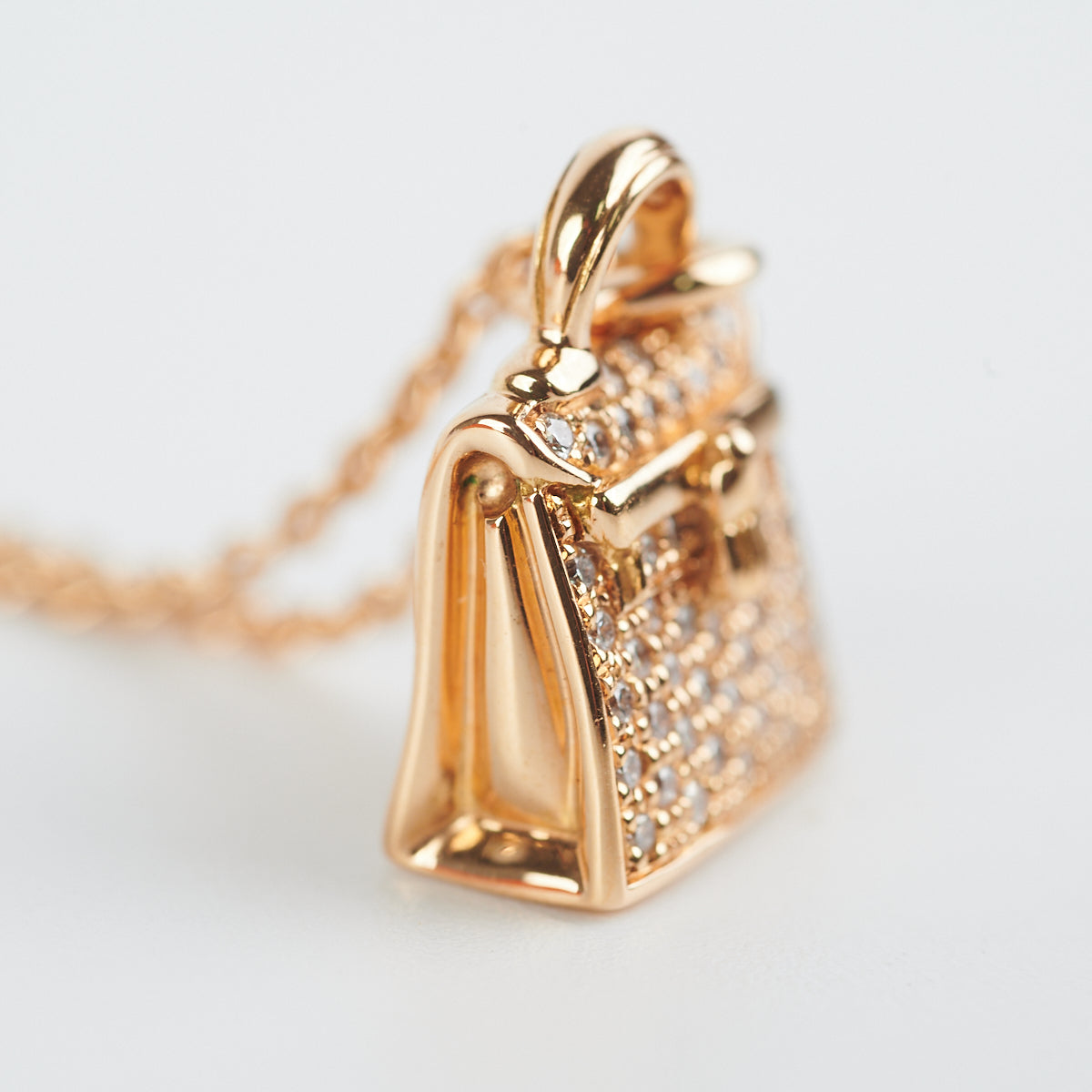 Hermès Amulette Birkin diamonds and gold necklace