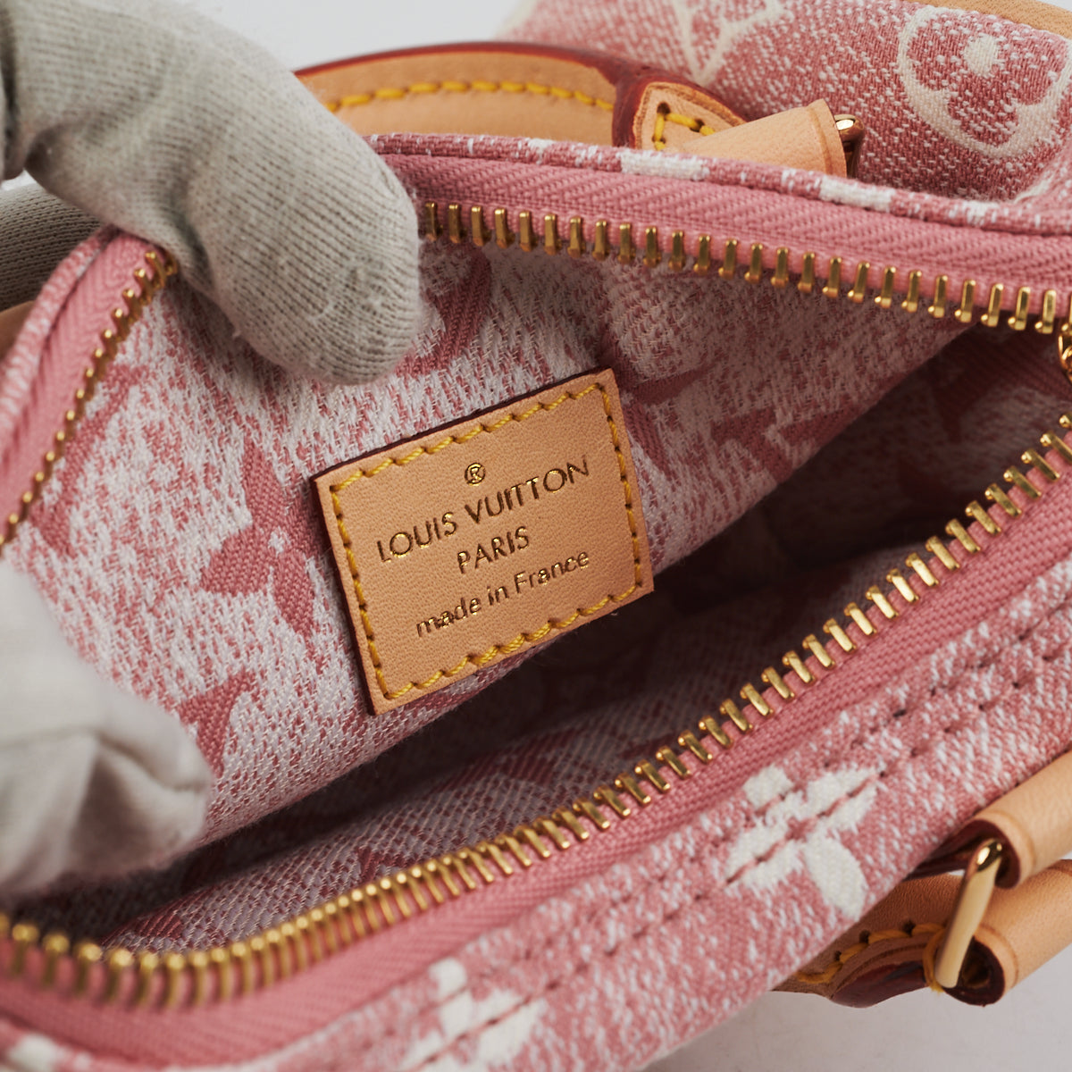 Louis Vuitton Nano Speedy Denim Jacquard Pink in Denim/Calfskin