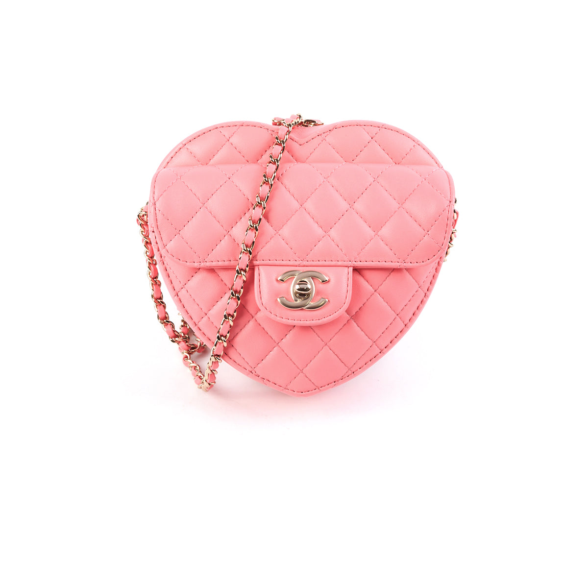 Chanel Heart Bag in Coral Pink Lambskin with Gold-Tone Metal — UFO