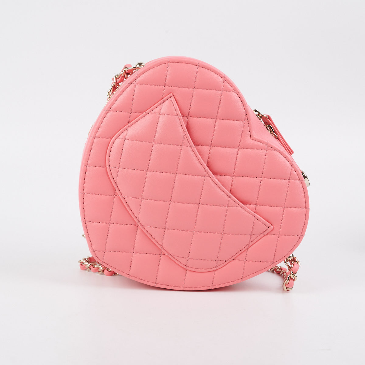 Chanel Heart Bag 22S Coral Pink Lambskin