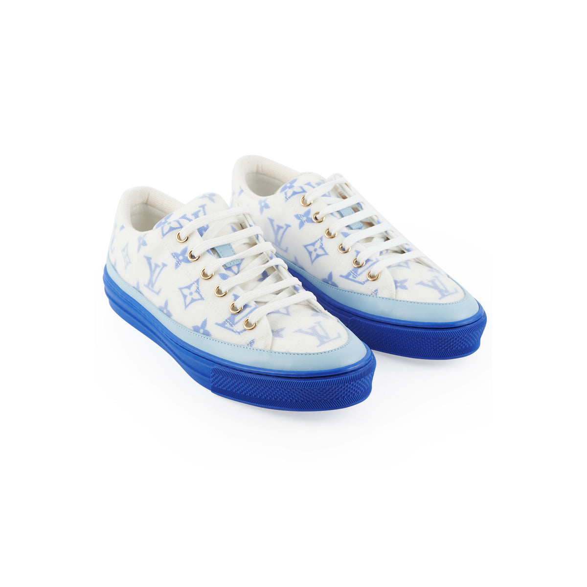 Louis Vuitton Monogram Womens Low-top Sneakers, Blue, IT37.5