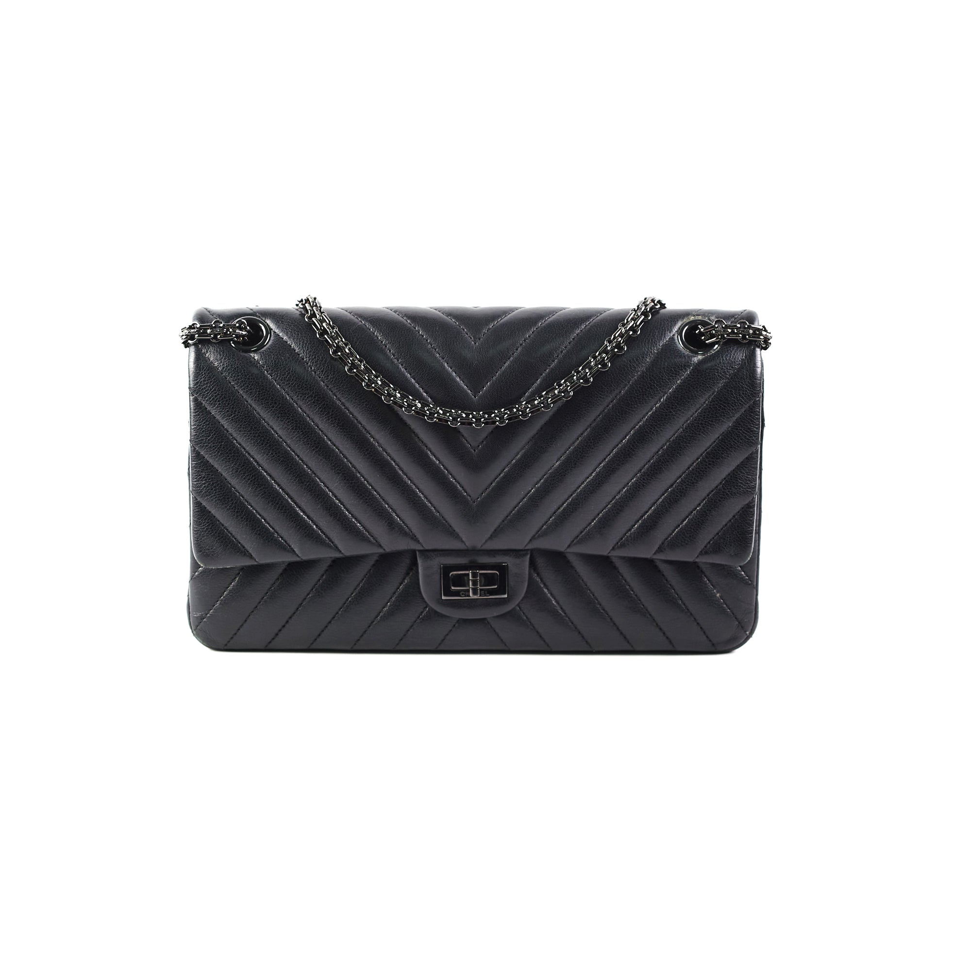 Chanel Black Chevron Quilted 2.55 Reissue Small Wallet