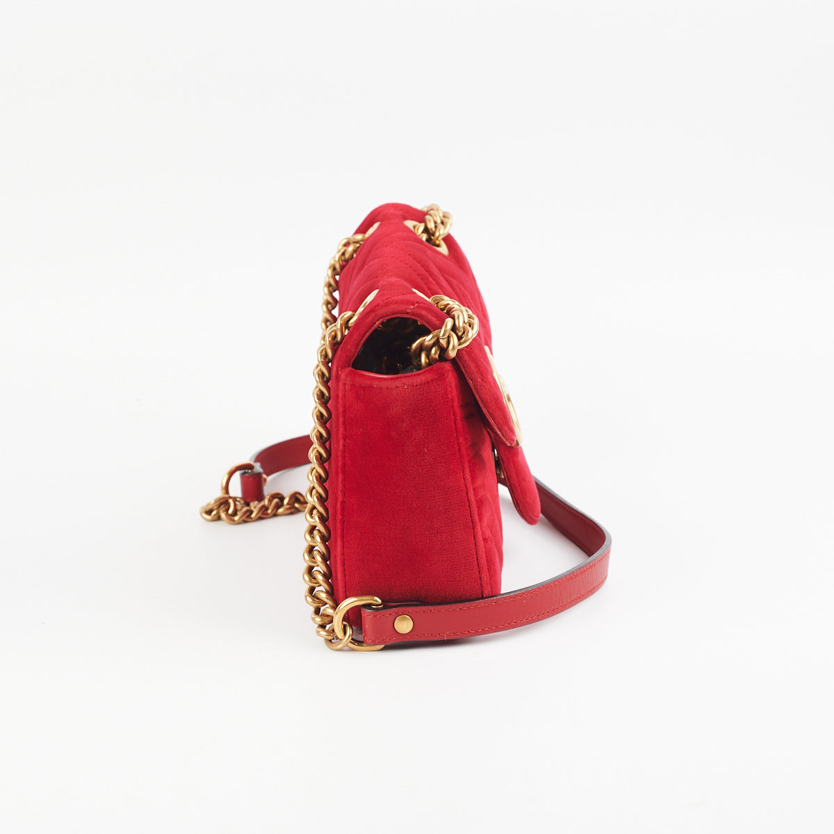 Gucci Marmont Velvet Red Small - THE PURSE AFFAIR