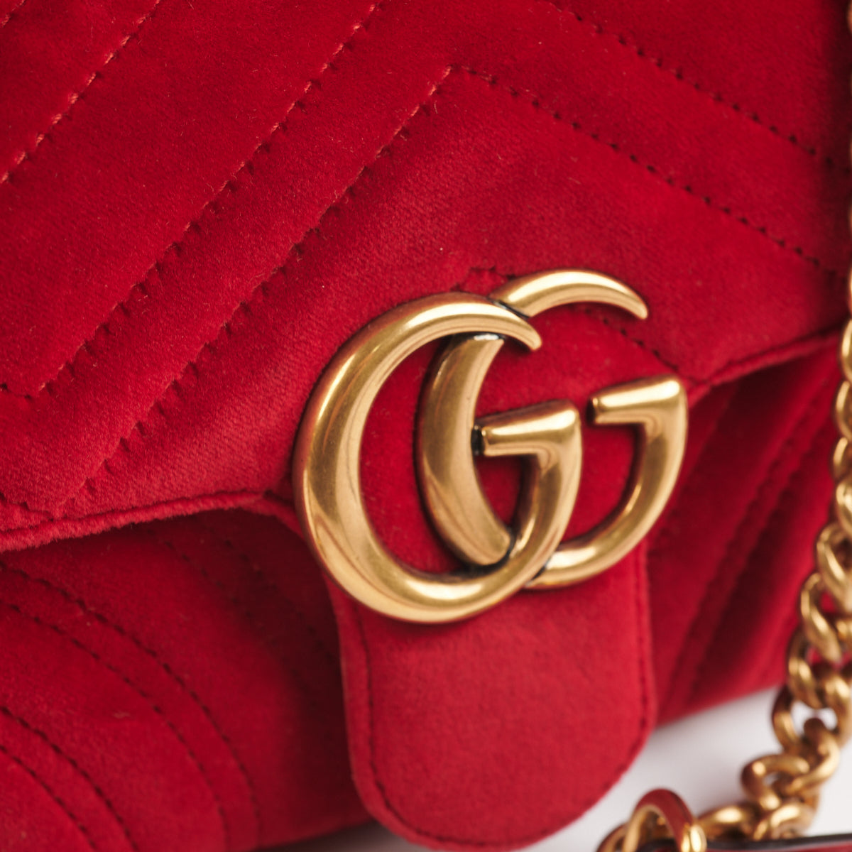 Gucci Marmont Velvet Red Small - The Purse Affair