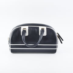 Dior Small Dior Vibe Zip Bowling Bag Black and White Smooth Calfskin