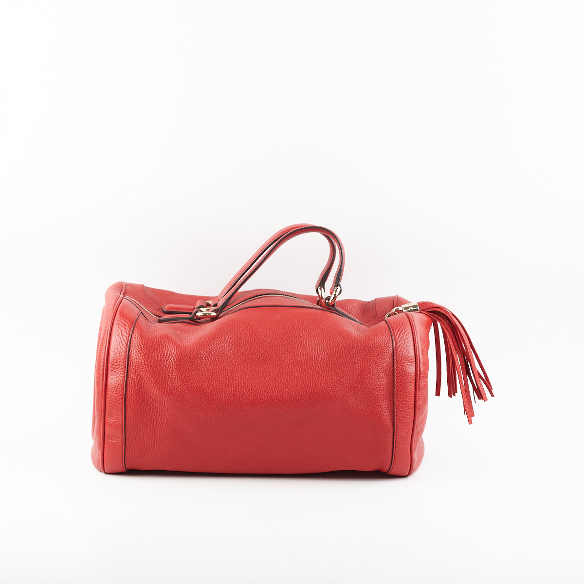 GUCCI Red Leather Soho Boston Bag