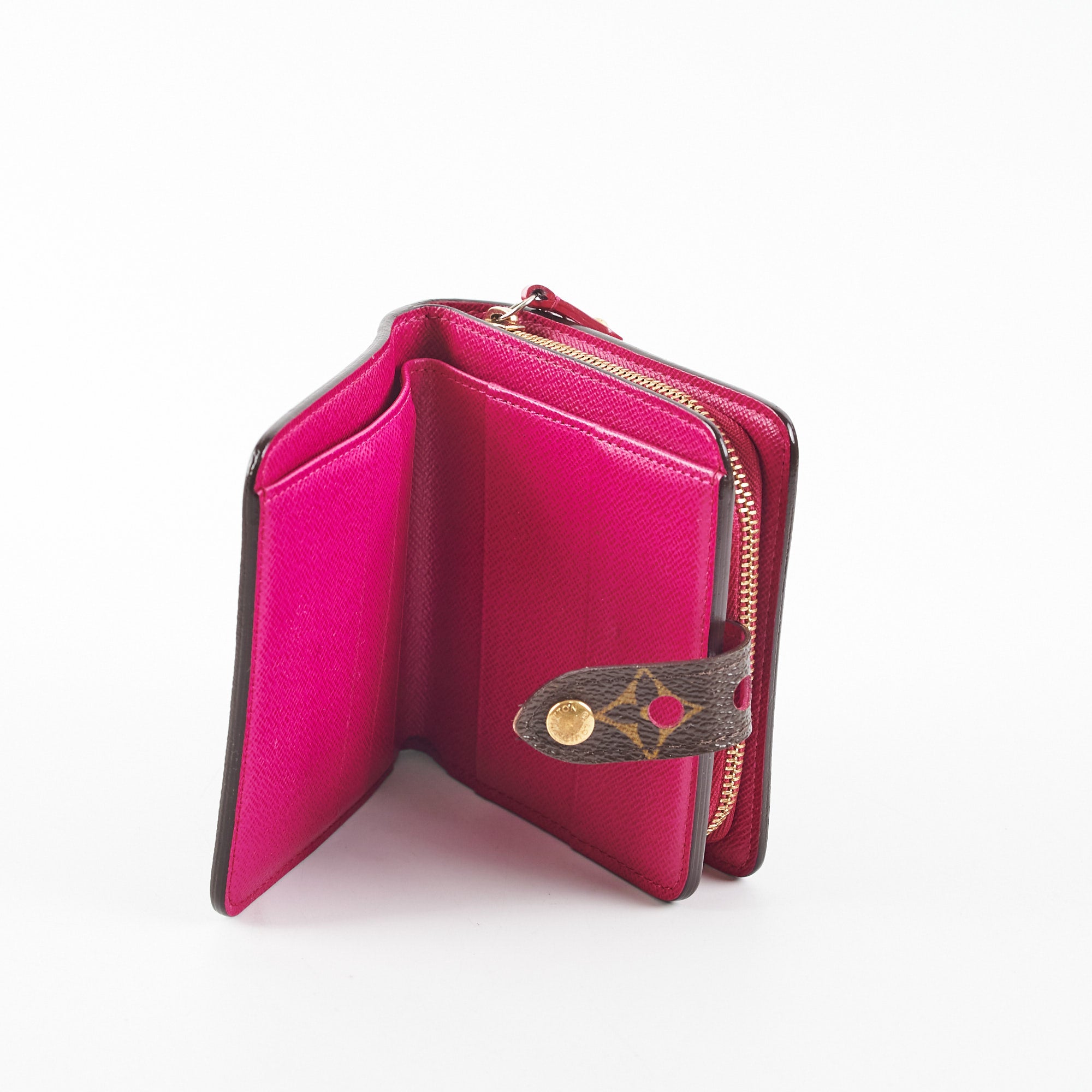 Pink Monogram Perforated Compact Zip Wallet