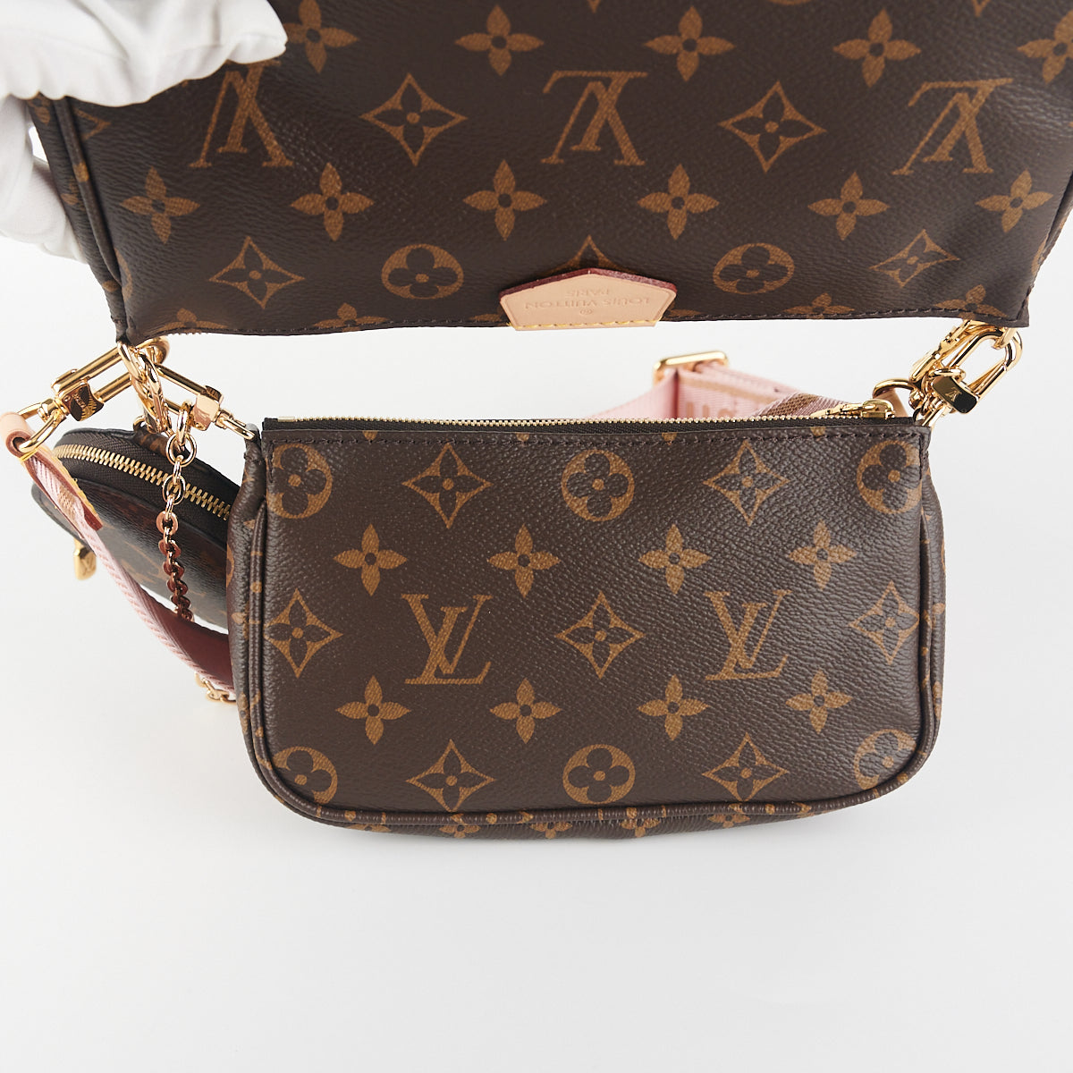 Louis Vuitton Multi Pochette Accessoires Shoulder Strap Canvas Pink 1104332