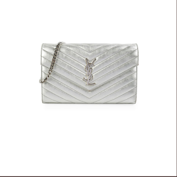 Saint Laurent Cassandre Wallet On Chain WOC Silver THE PURSE AFFAIR