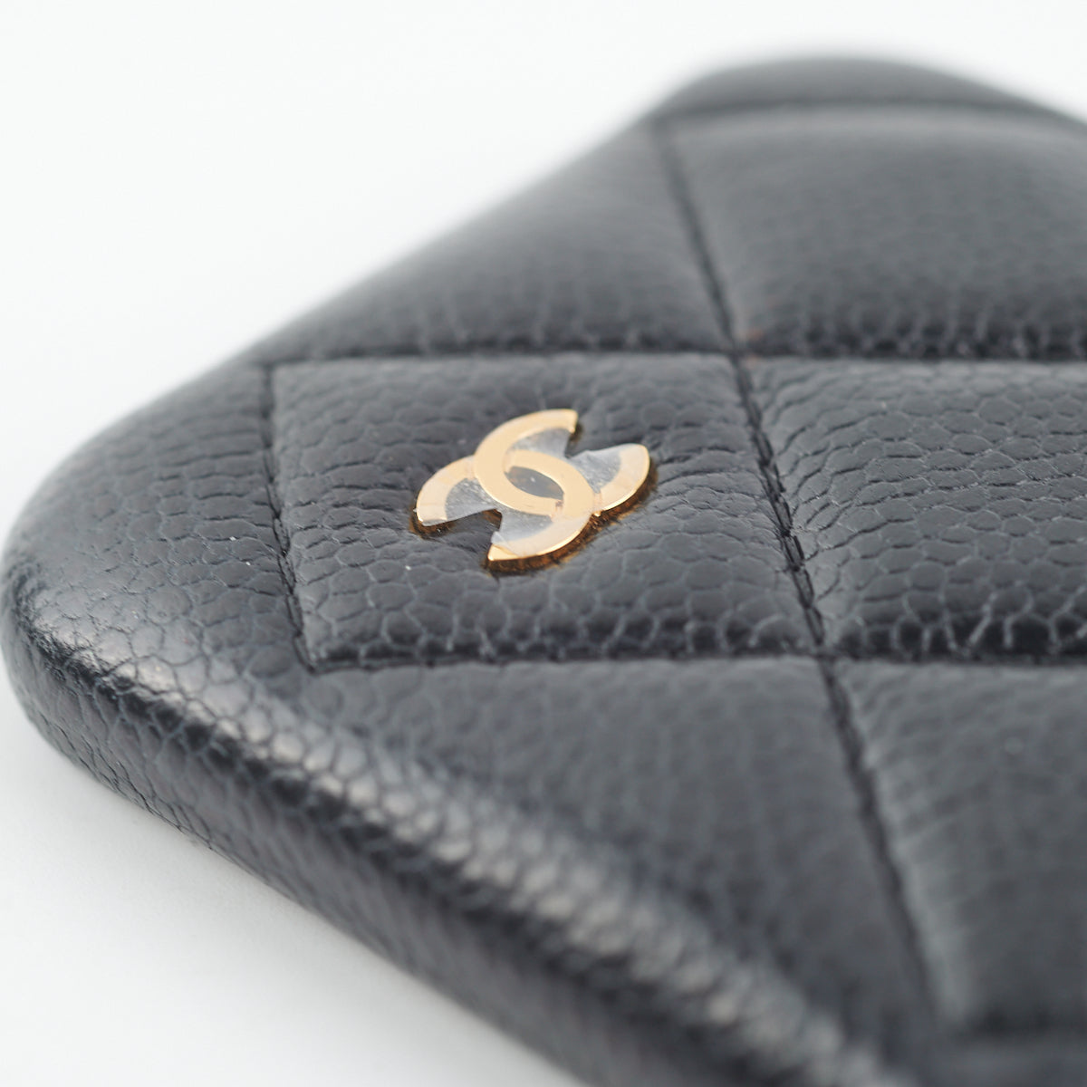 CHANEL iPhone X/XS Case CC Logo Matrasse Caviar Skin Leather Black Very  Good