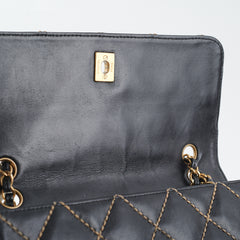 Chanel Wild Stitch Classic Flap Shoulder Bag Black