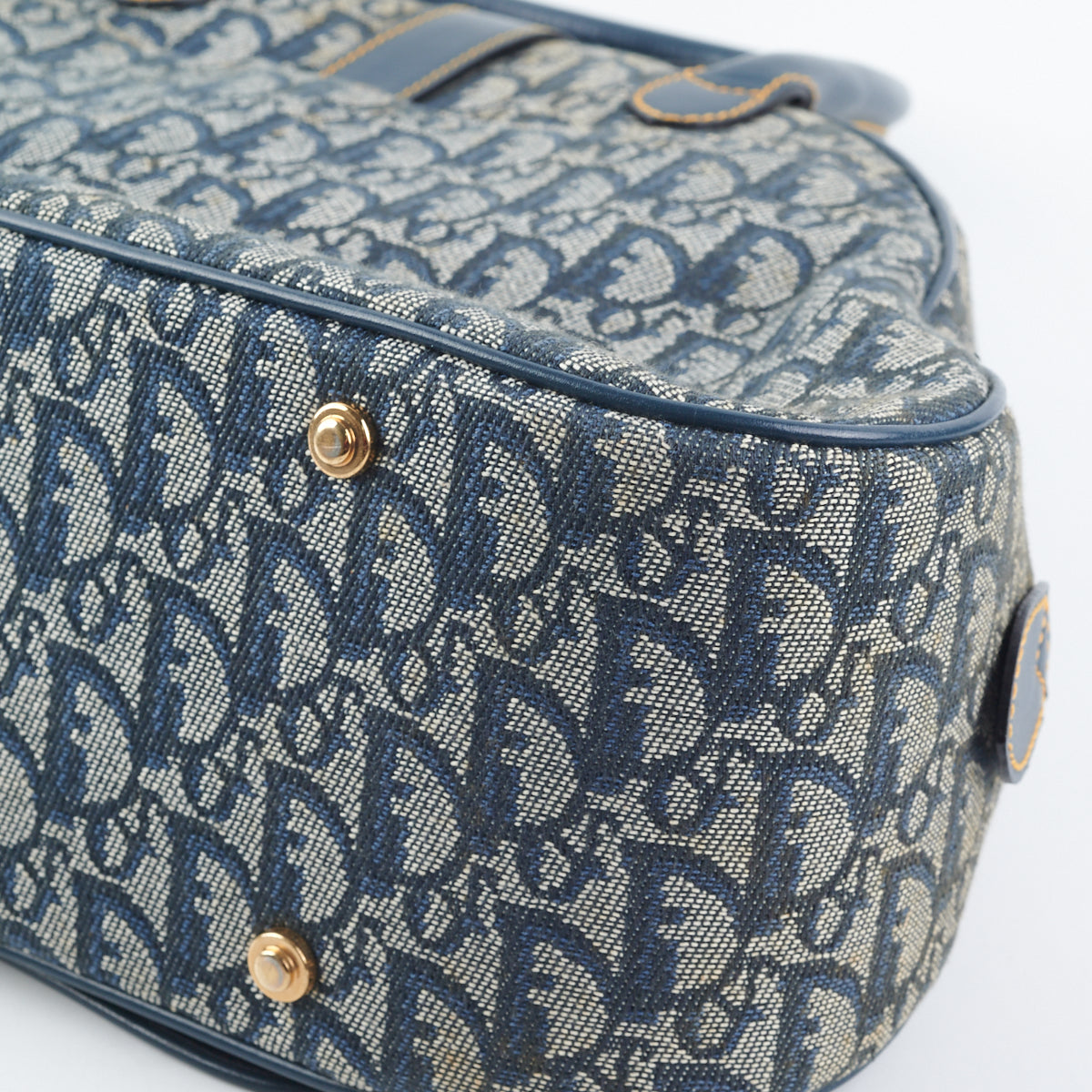 Sold at Auction: CHRISTIAN DIOR Navy Beige Trotter Boston Bag