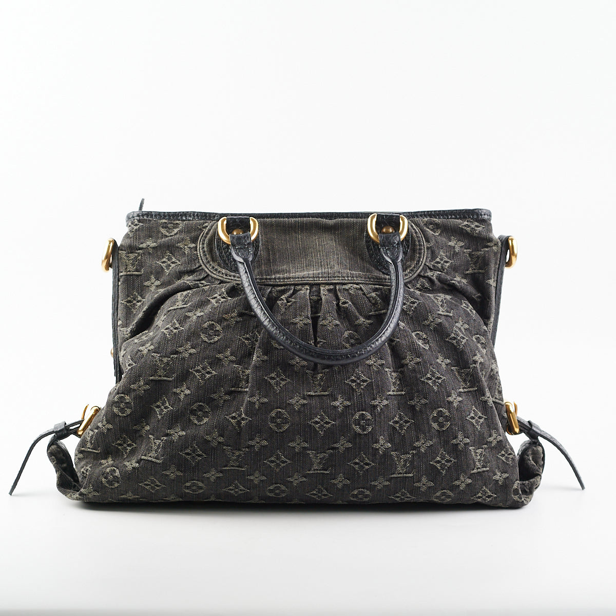 Authentic Louis Vuitton Denim Neo Cabby Gm Crossbody Bag Signature Leather  Soft Purse