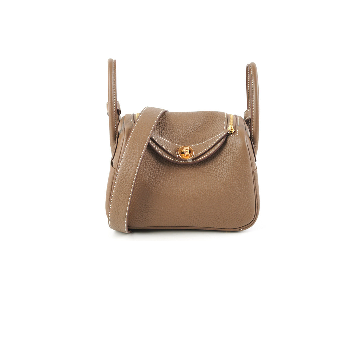 Hermés Etoupe Mini Lindy 16cm of Clemence Leather with