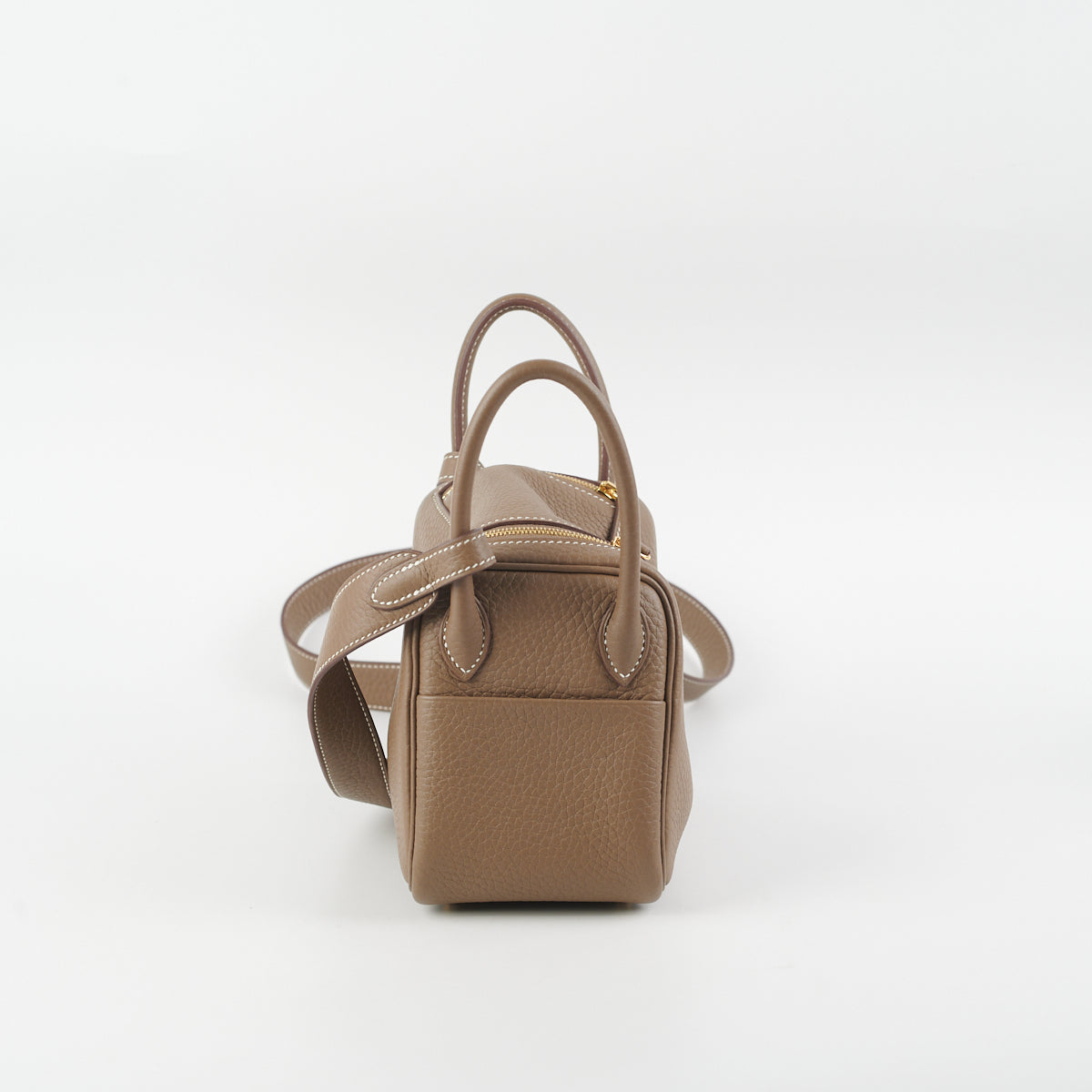 Hermés Etoupe Mini Lindy 16cm of Clemence Leather with